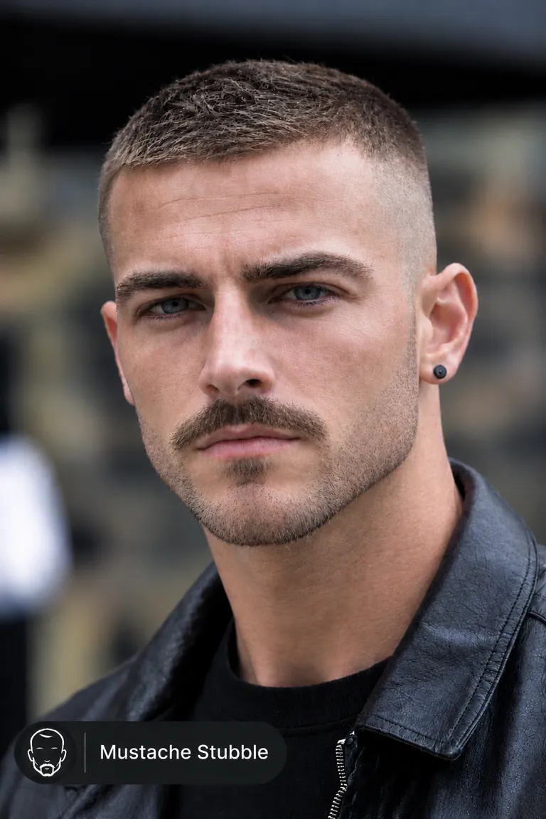 Man with a Mustache and Stubble